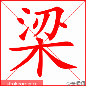 梁 的笔顺动画顺序
