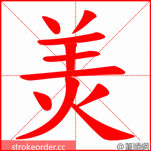 羙 的笔顺动画顺序