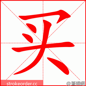 买 的笔顺动画顺序