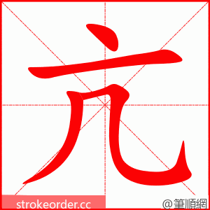 stroke order animation of 亢