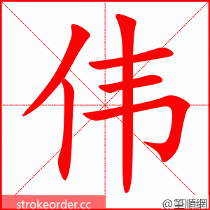 伟 的笔顺动画顺序