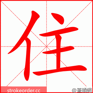 stroke order animation of 住