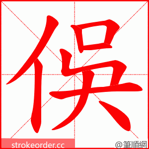 俁 的笔顺动画顺序