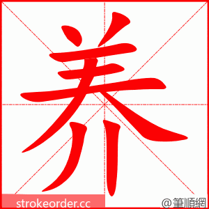 stroke order animation of 养