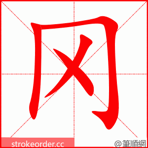 stroke order animation of 冈