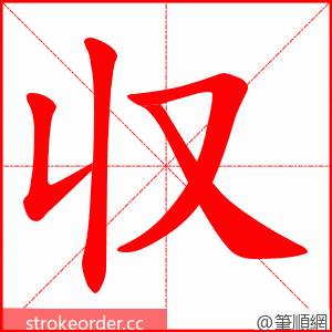 収 的笔顺动画顺序