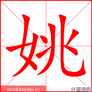 stroke order animation of 姚