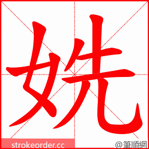 姺 的笔顺动画顺序