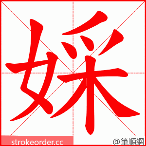 婇 的笔顺动画顺序