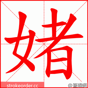 媎 的笔顺动画顺序