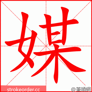 stroke order animation of 媒