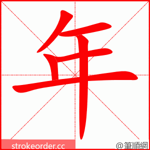 年 的笔顺动画顺序