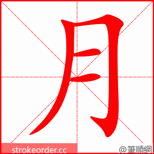 stroke order animation of 月