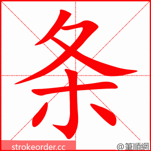 条 的笔顺动画顺序