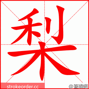 stroke order animation of 梨