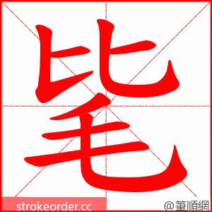毞 的笔顺动画顺序