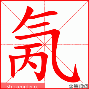 氞 的笔顺动画顺序