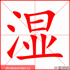 stroke order animation of 湿