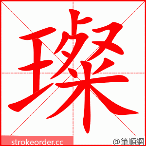 璨 的笔顺动画顺序