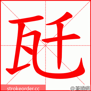 瓩 的笔顺动画顺序