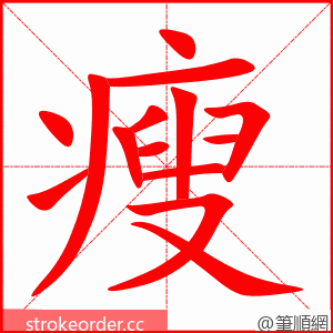 stroke order animation of 瘦