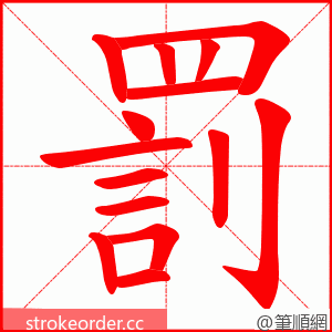 罰 的笔顺动画顺序