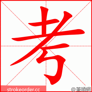 考 的笔顺动画顺序