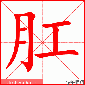 stroke order animation of 肛