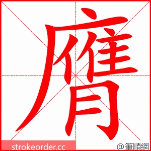 膺 的笔顺动画顺序