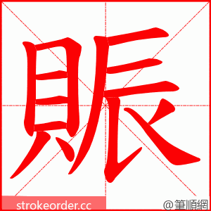 賑 的笔顺动画顺序
