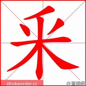 釆 的笔顺动画顺序