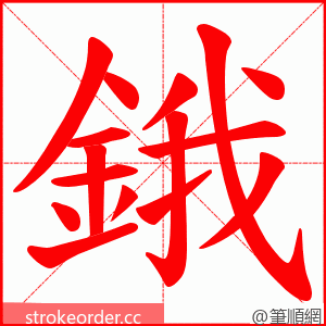 鋨 的笔顺动画顺序
