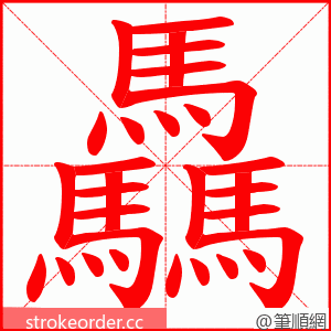 驫 的笔顺动画顺序