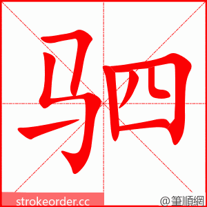 stroke order animation of 驷