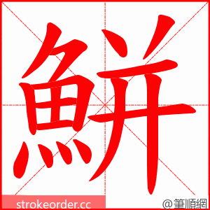 鮩 的笔顺动画顺序