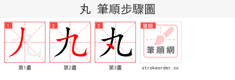 丸 的笔顺分步演示
