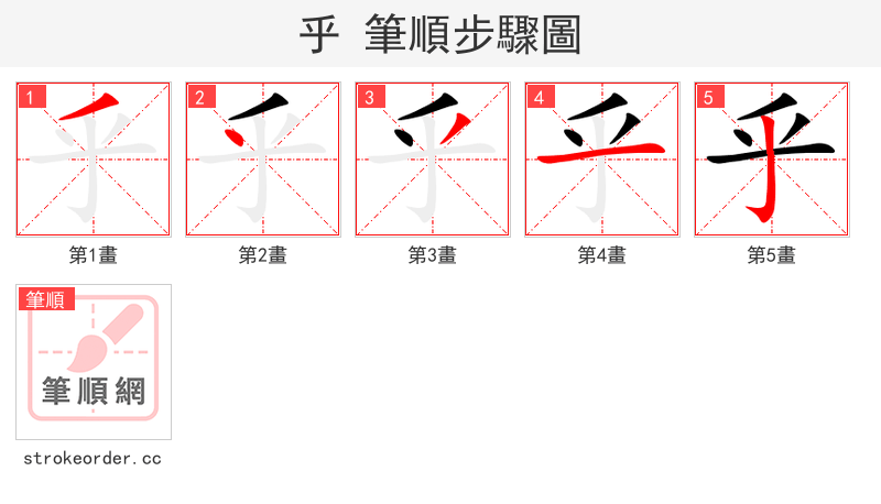 乎 的笔顺分步演示