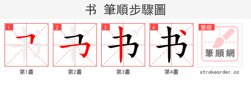 书 的笔顺分步演示