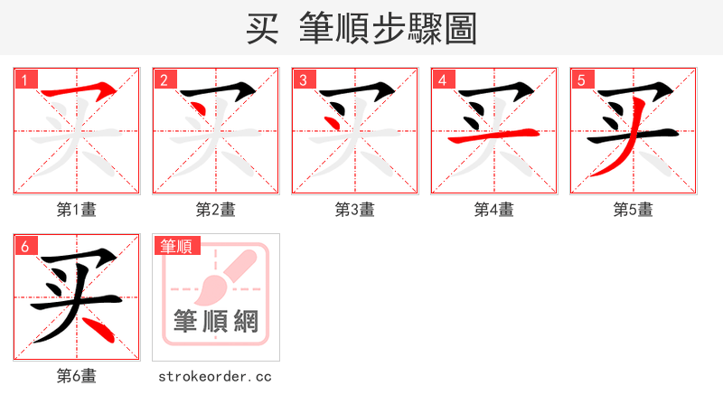 买 的笔顺分步演示
