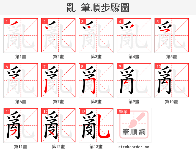 亂 的笔顺分步演示