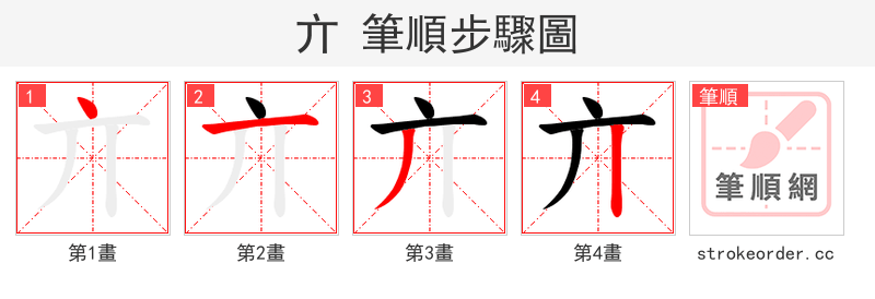 亣 的笔顺分步演示