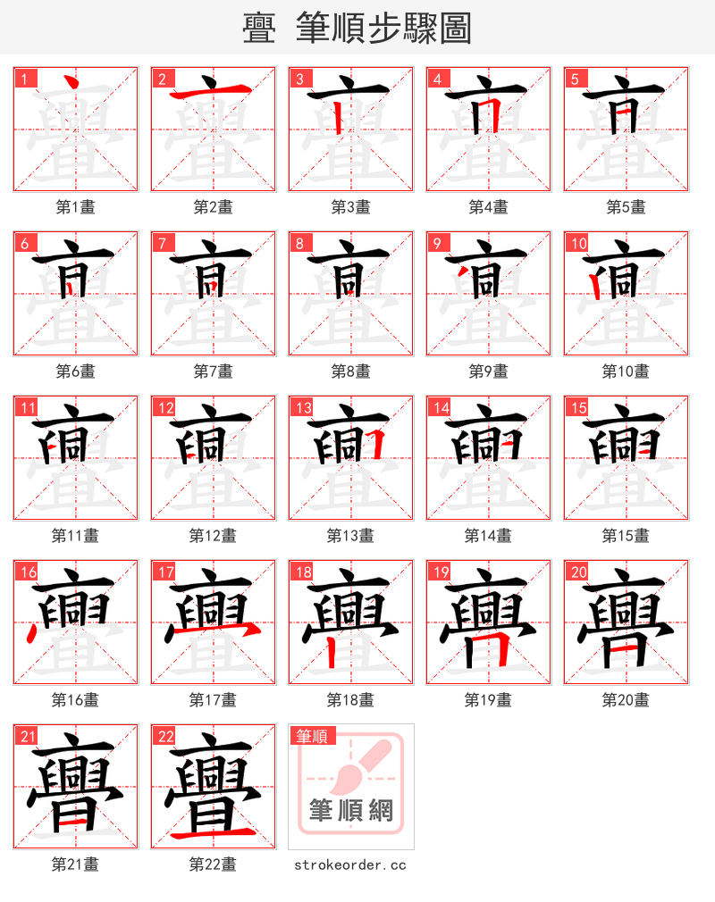 亹 的笔顺分步演示