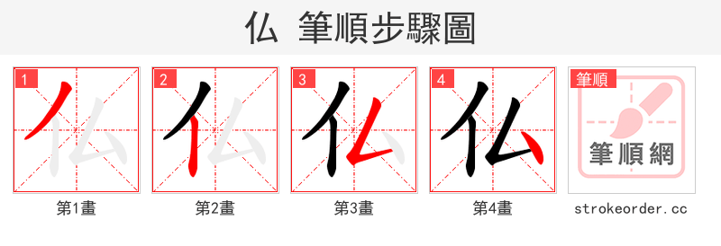 仏 的笔顺分步演示