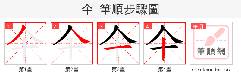 仐 的笔顺分步演示