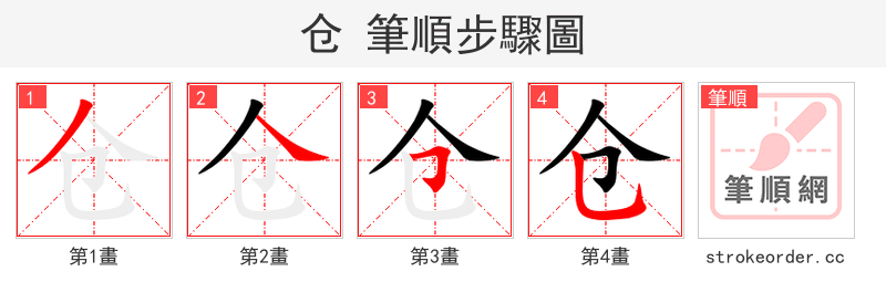 仓 的笔顺分步演示