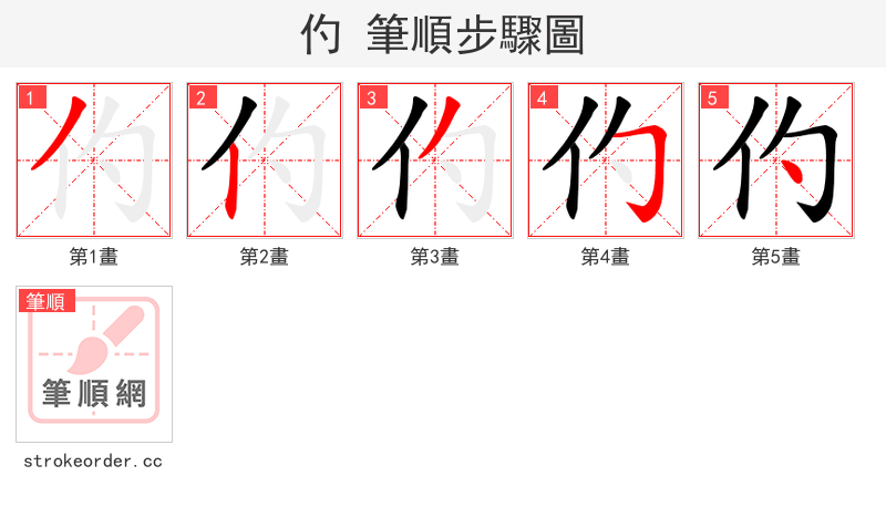 仢 的笔顺分步演示