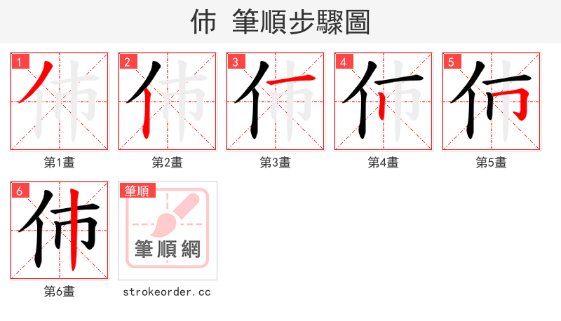 伂 的笔顺分步演示