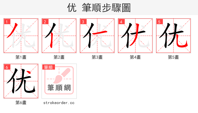 优 的笔顺分步演示
