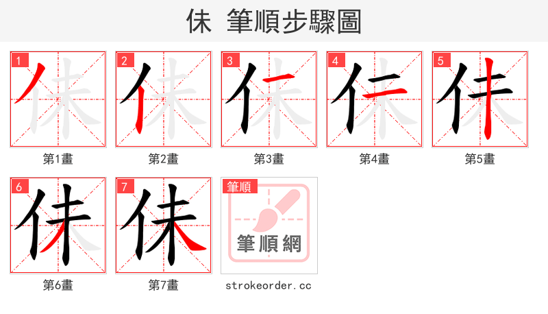 佅 的笔顺分步演示
