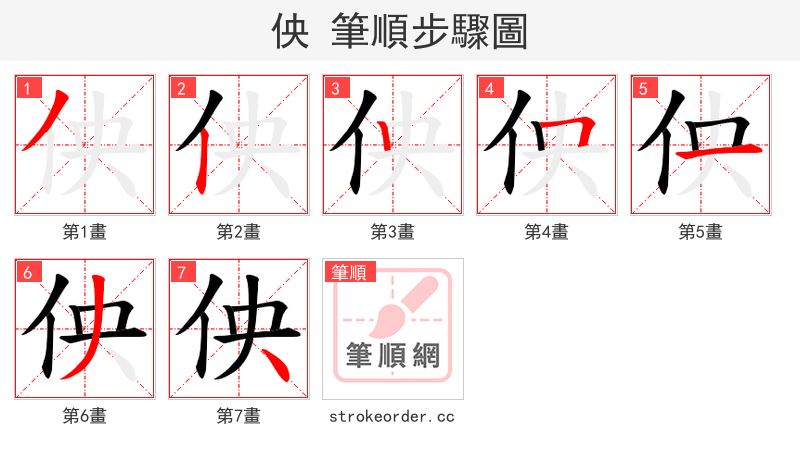 佒 的笔顺分步演示